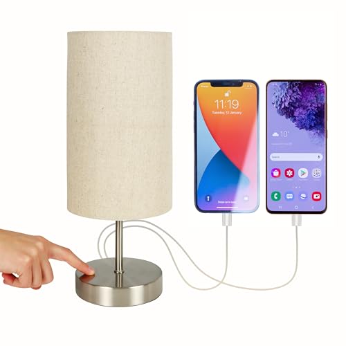 Caza touch lamp charging two phones via USB
